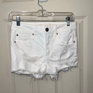 size 2 american eagle high waisted white denim shorts